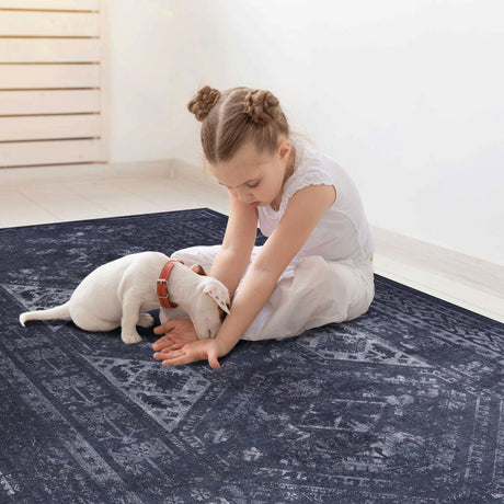 Maval - 5' X 8' Washable Area Rug - Black / Gray - view 3