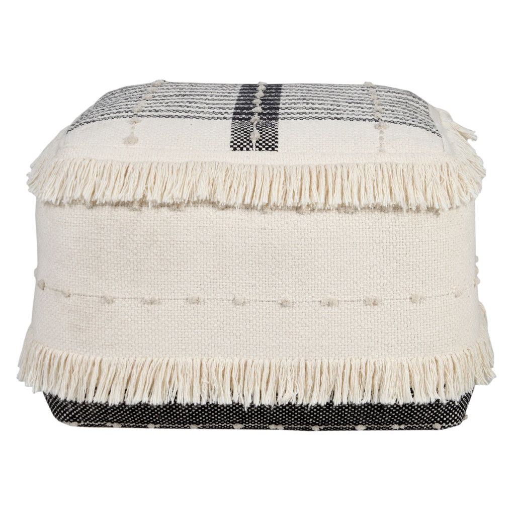 Cotton Ottoman Square - White / Black