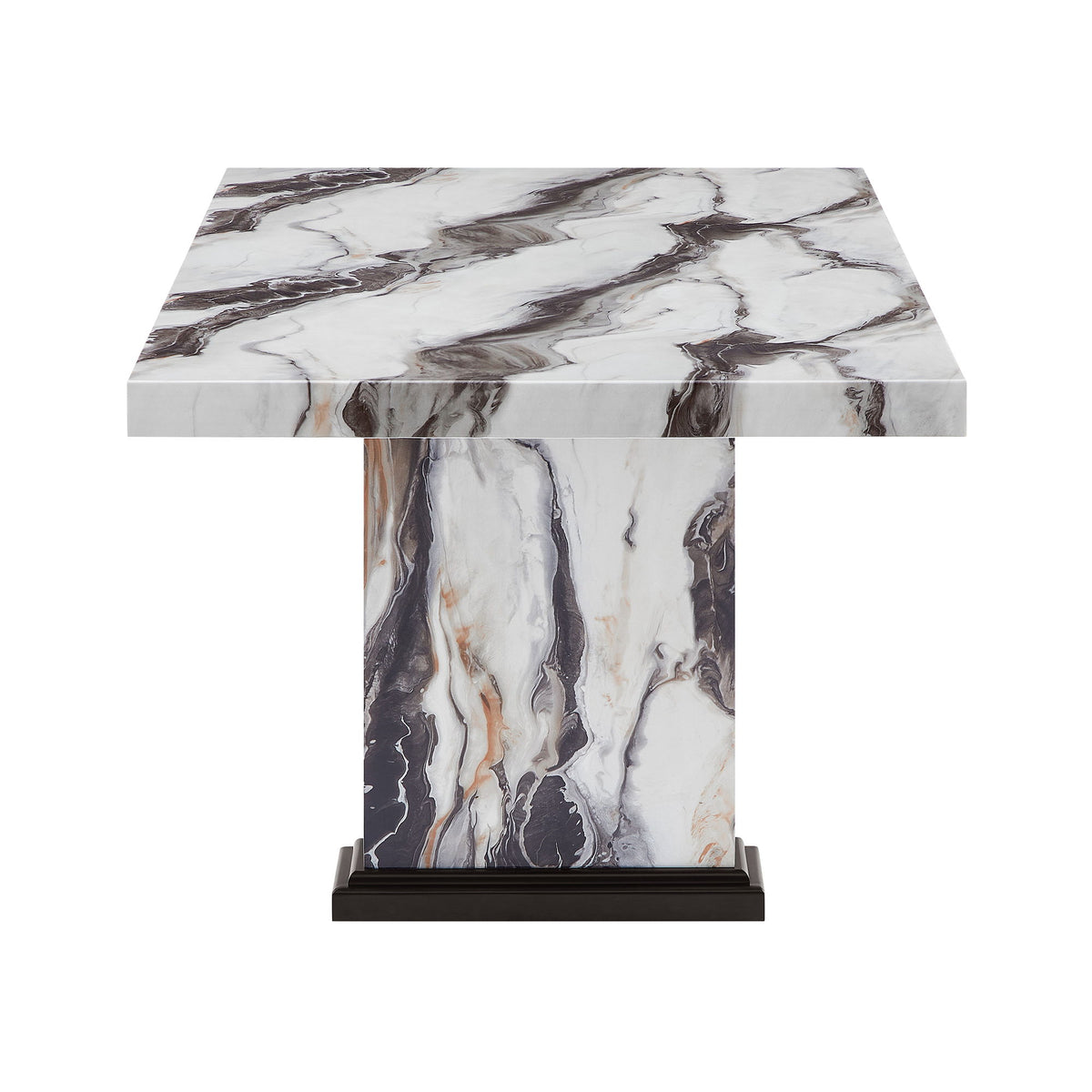 Dining Table With Double Pedestal Base - Black White