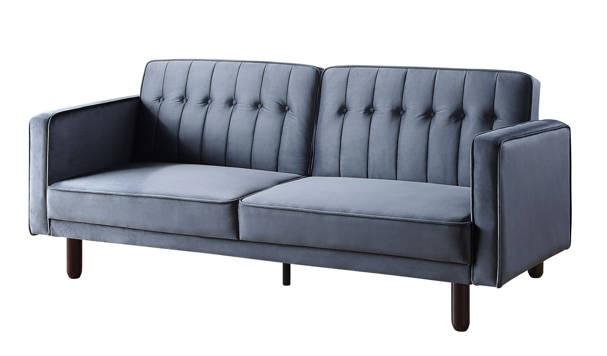 Velvet And Black Sleeper Sofa - Dark Gray