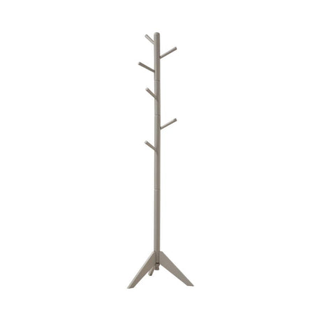 Devlin - 6 Hook Freestanding Wood Coat Rack Hat Hanger Pearl Silver by CoasterEveryday | Bel Furniture