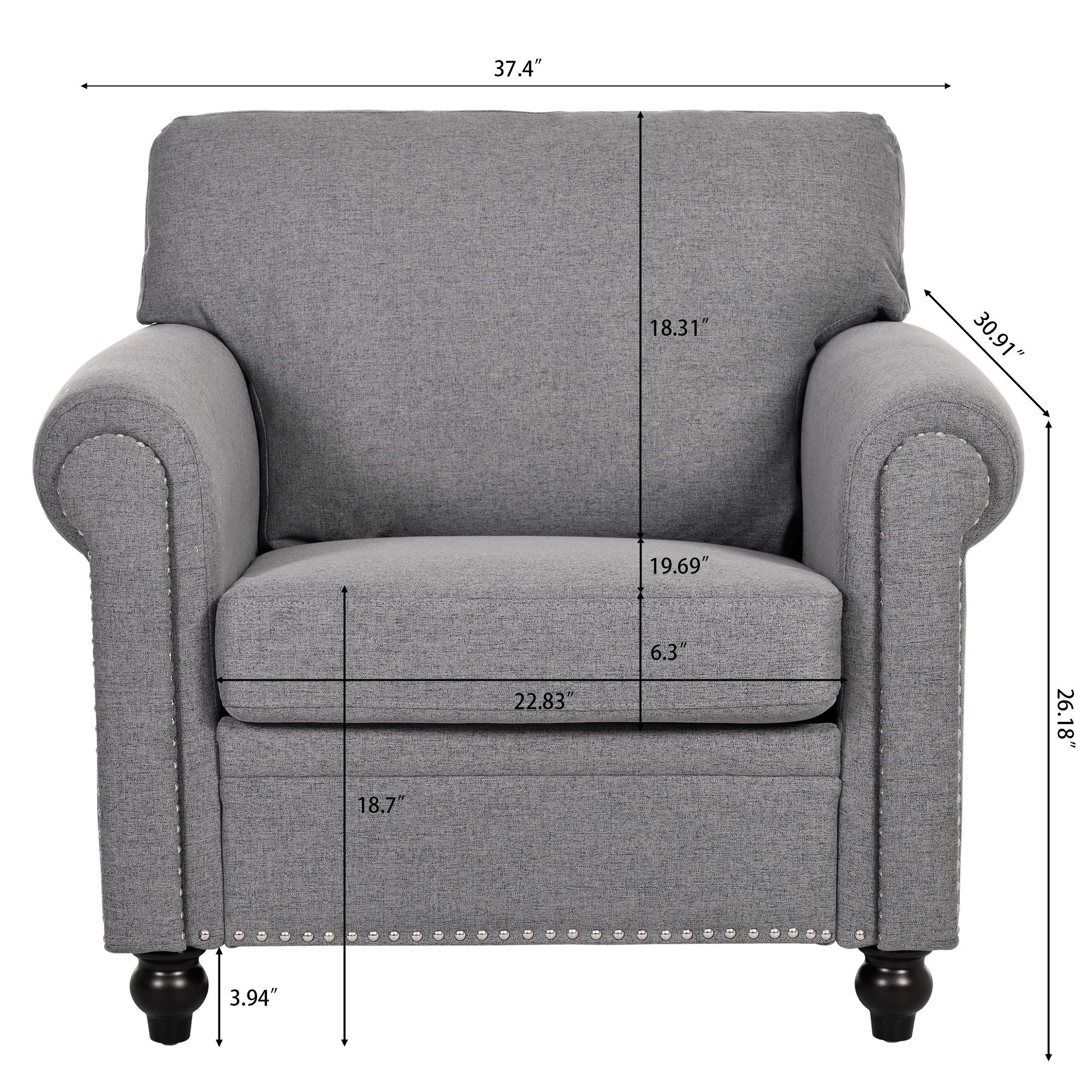 37.4" 1 Seater Sofa