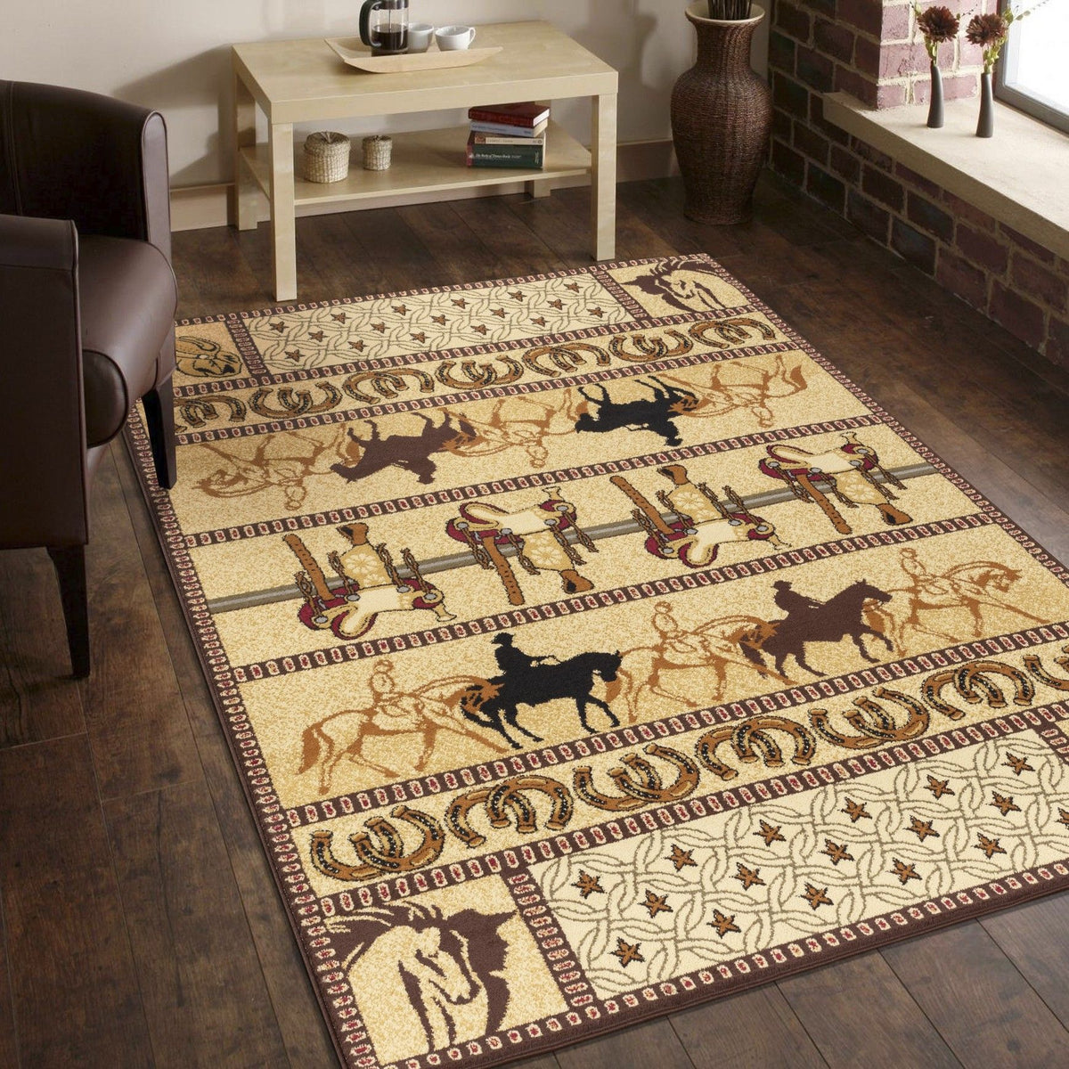 Tribes - 5'3" X 7'3" Southwest Area Rug - Beige - Polypropylene by Icona Home Decor | Bel Furniture