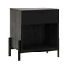 Modern Fluted Drawer Nightstand With Open Cubby Coastal Black by Walker Edison | Bel Furniture