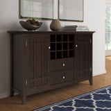 Bedford - Sideboard Buffet And Wine Rack - Dark Chestnut Brown by Simpli-Home | Bel Furniture