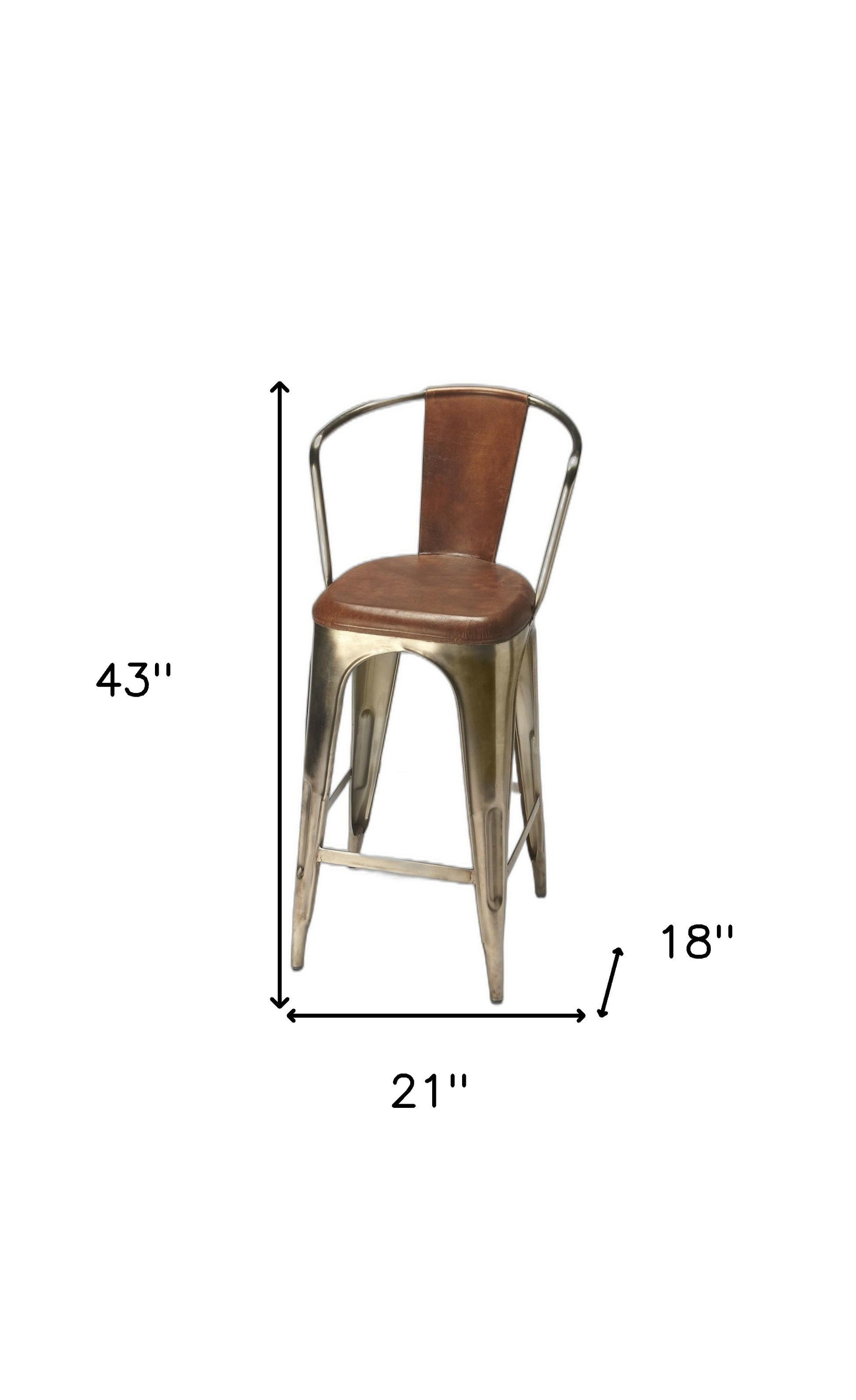 Iron Bar Chair - Brown / Gold