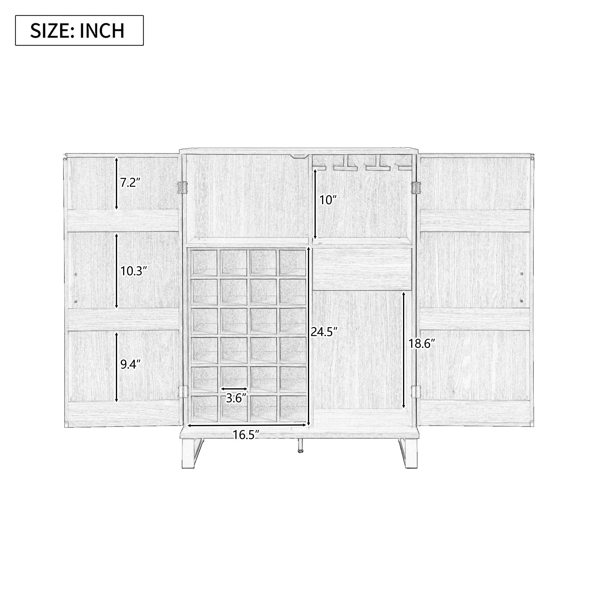 Modern Home Bar Cabinet Carved Wine Cabinet With Storage - Natural