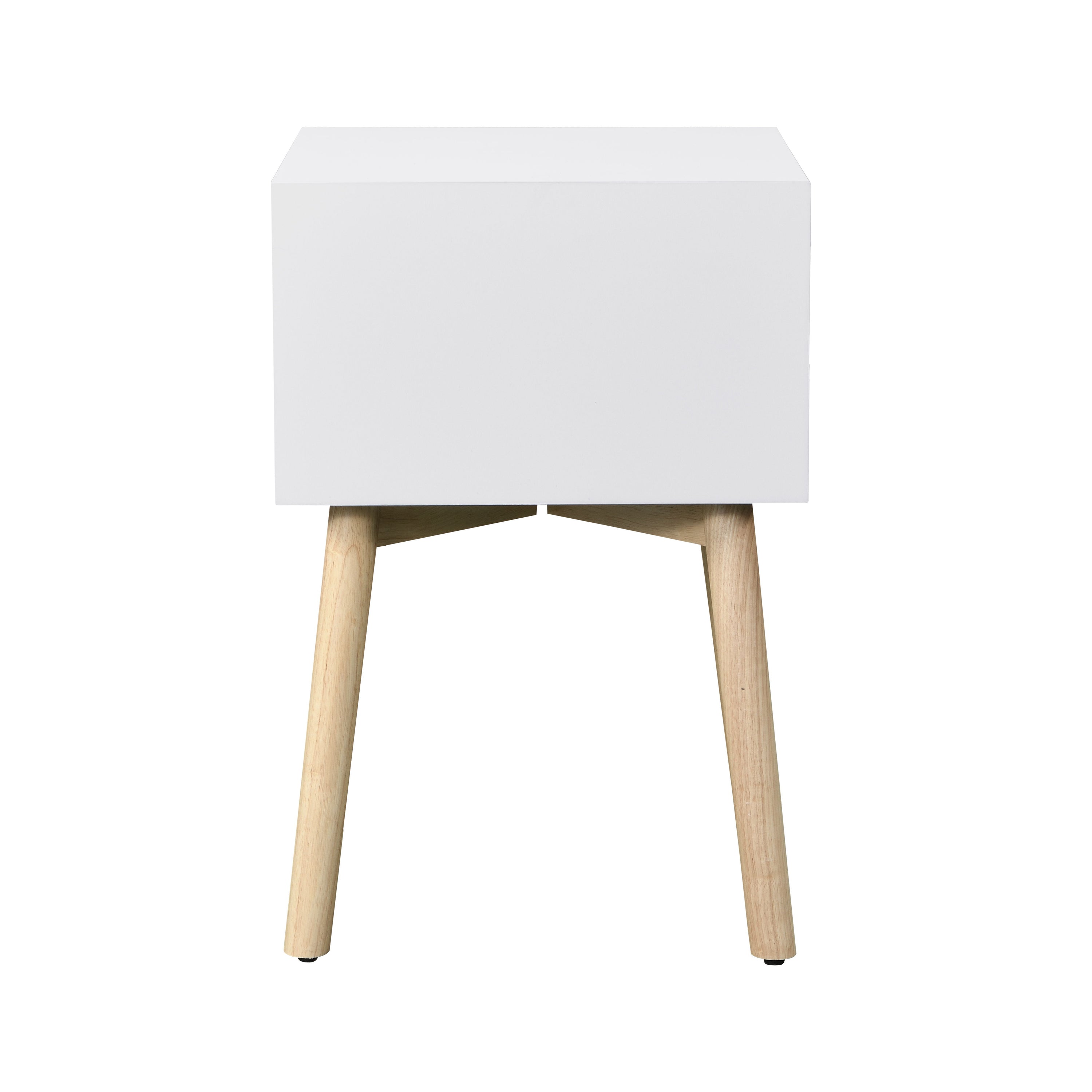 Modern Side Table With 2 Drawer, Mid-Century Storage Cabinet For Bedroom - White