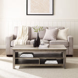 Coastal Grooved Panel Coffee Table With Lower Shelf by Walker Edison | Bel Furniture