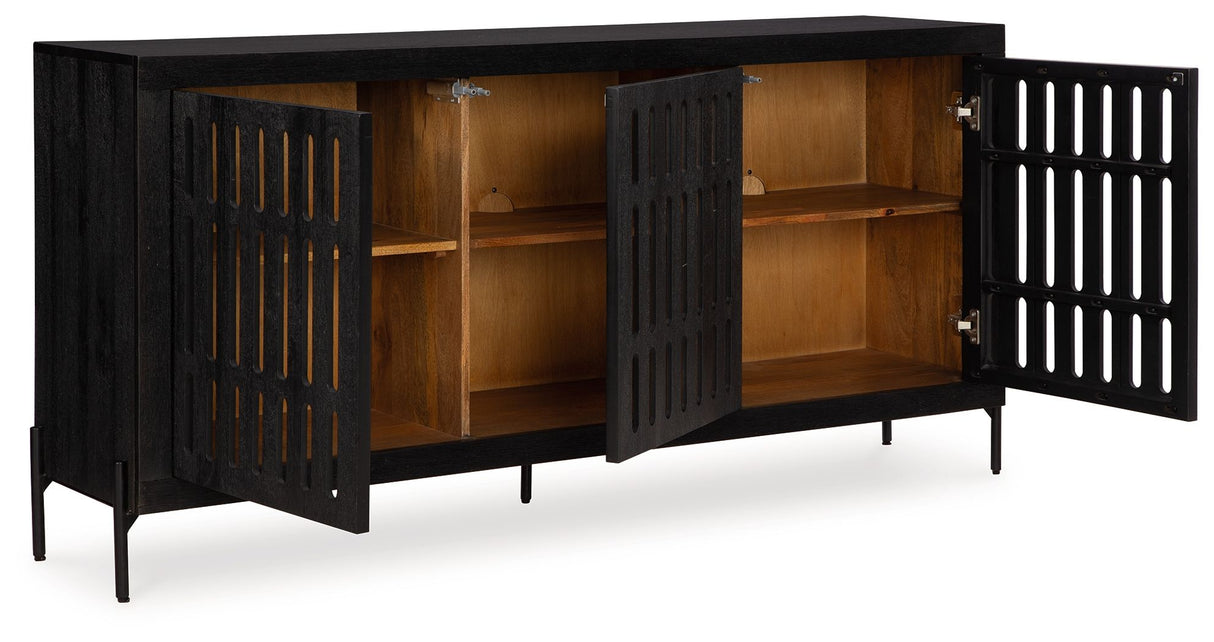 Vallisburg - Black / Natural - Accent Cabinet by Signature Design by Ashley® | Bel Furniture