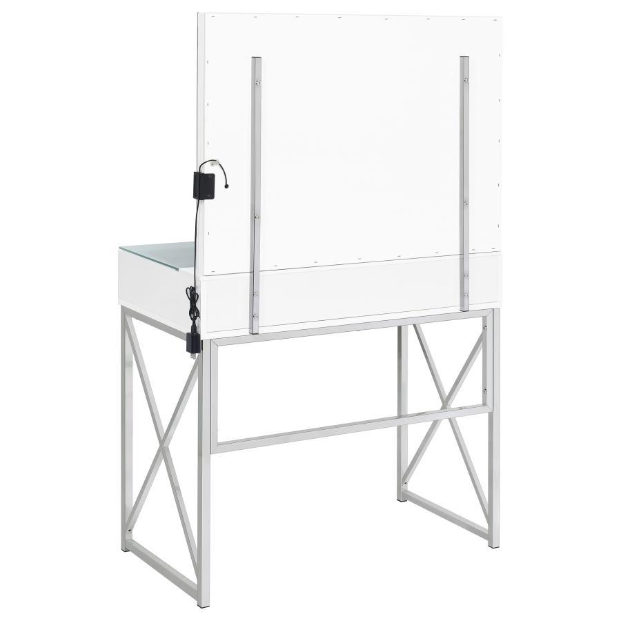 Eliza - Vanity Set With Lighting & Stool - White And Chrome by Coaster Fine Furniture | Bel Furniture