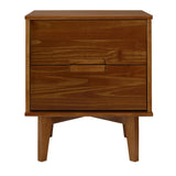 Mid-Century Modern 2 Drawer Solid Wood Nighstand With Cutout Handles by Walker Edison | Bel Furniture