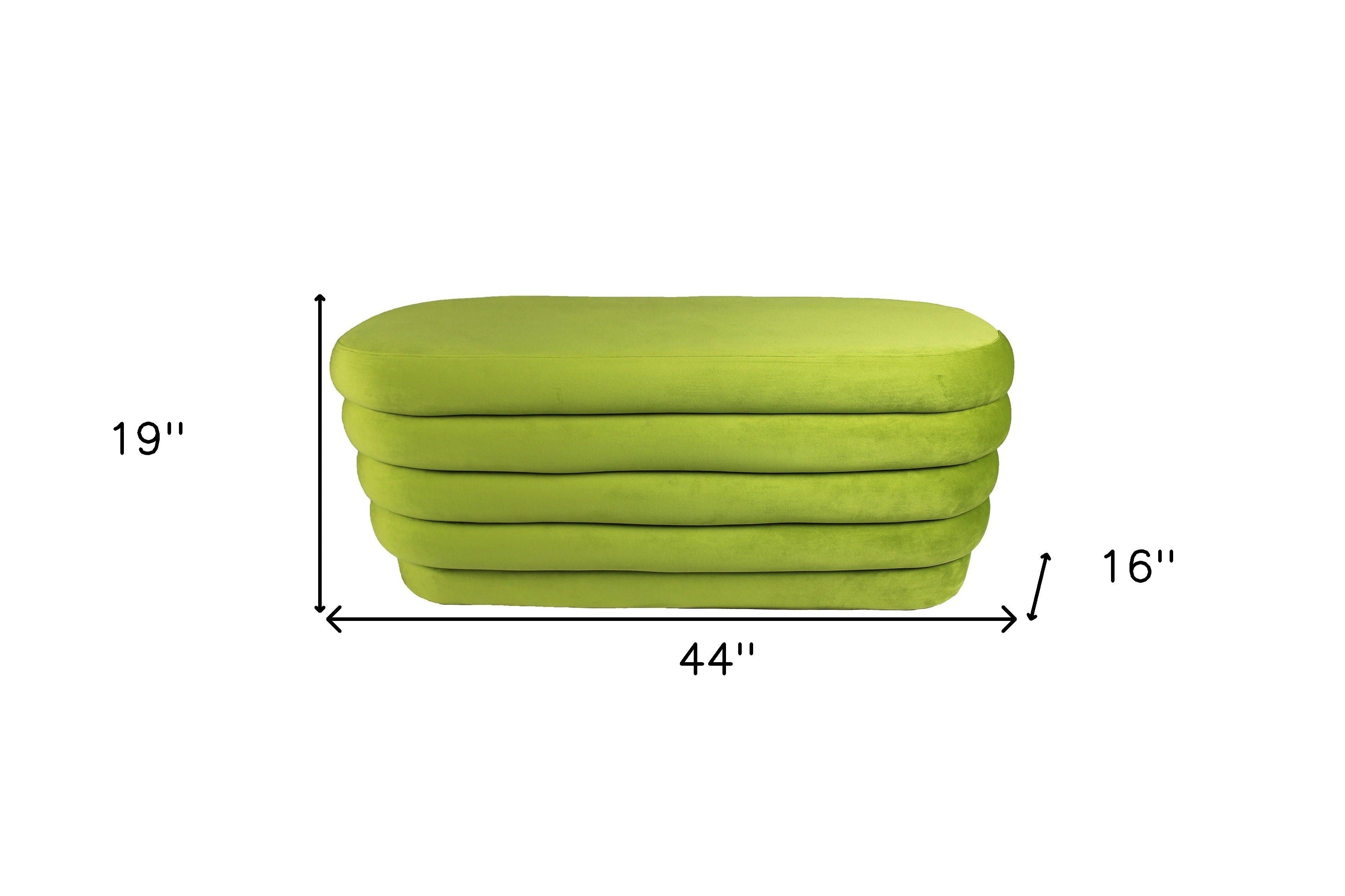 Velvet Tufted Oval Ottoman - Green