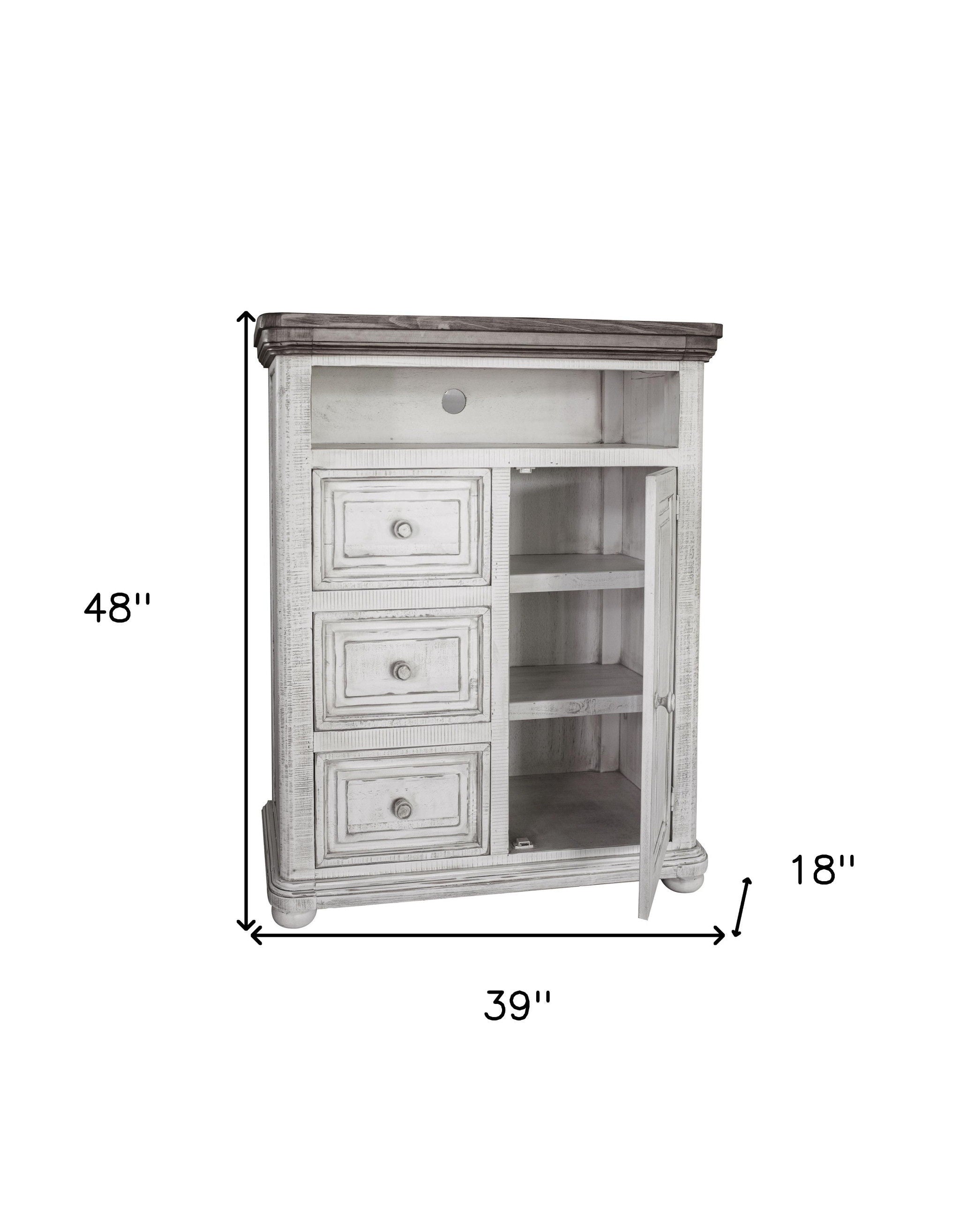 Solid Wood Three Drawer Gentlemans Chest - Off White