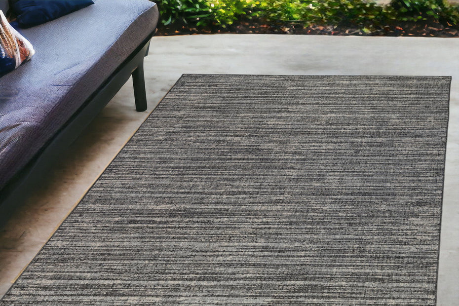 4' X 6' Striped Stain Resistant Outdoor / Indoor Area Rug - Brown / Ivory