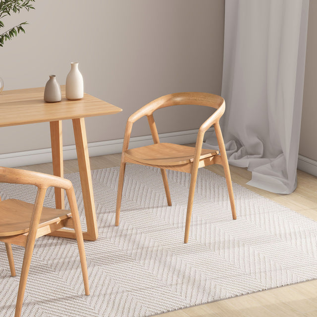 Simeon - Scandinavian Sculpted Dining Chair - Warm Natural Brown by Jennifer Taylor Home | Bel Furniture