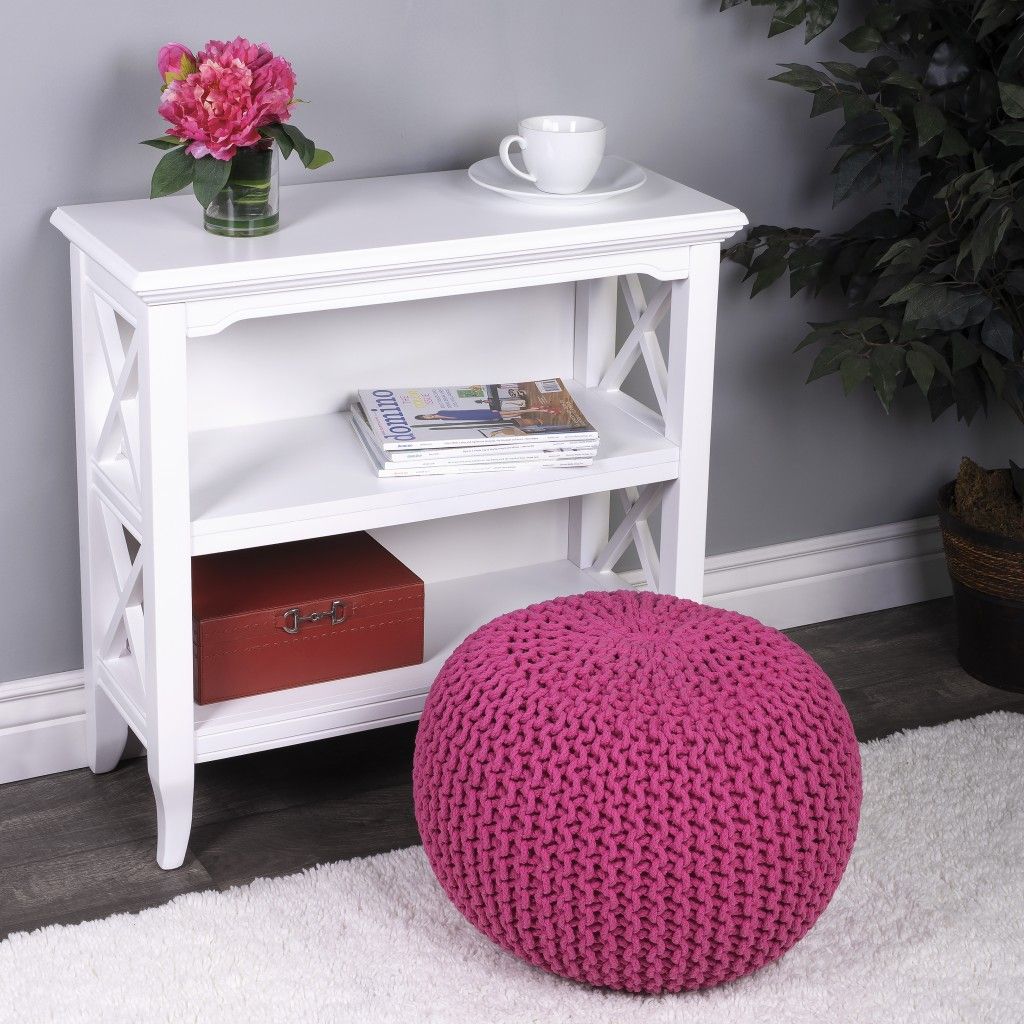 Round Pouf Ottoman - Pink