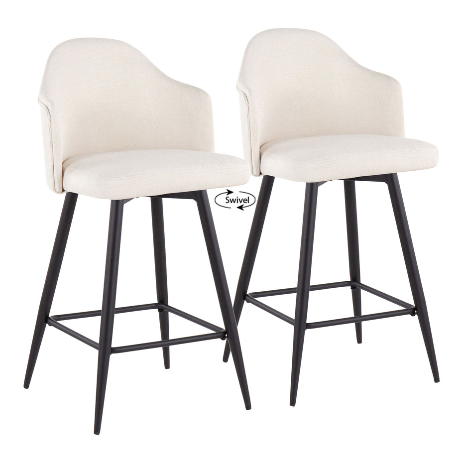 Ahoy - Contemporary Fixed Height Counter Stool With Square Footrest (Set of 2)