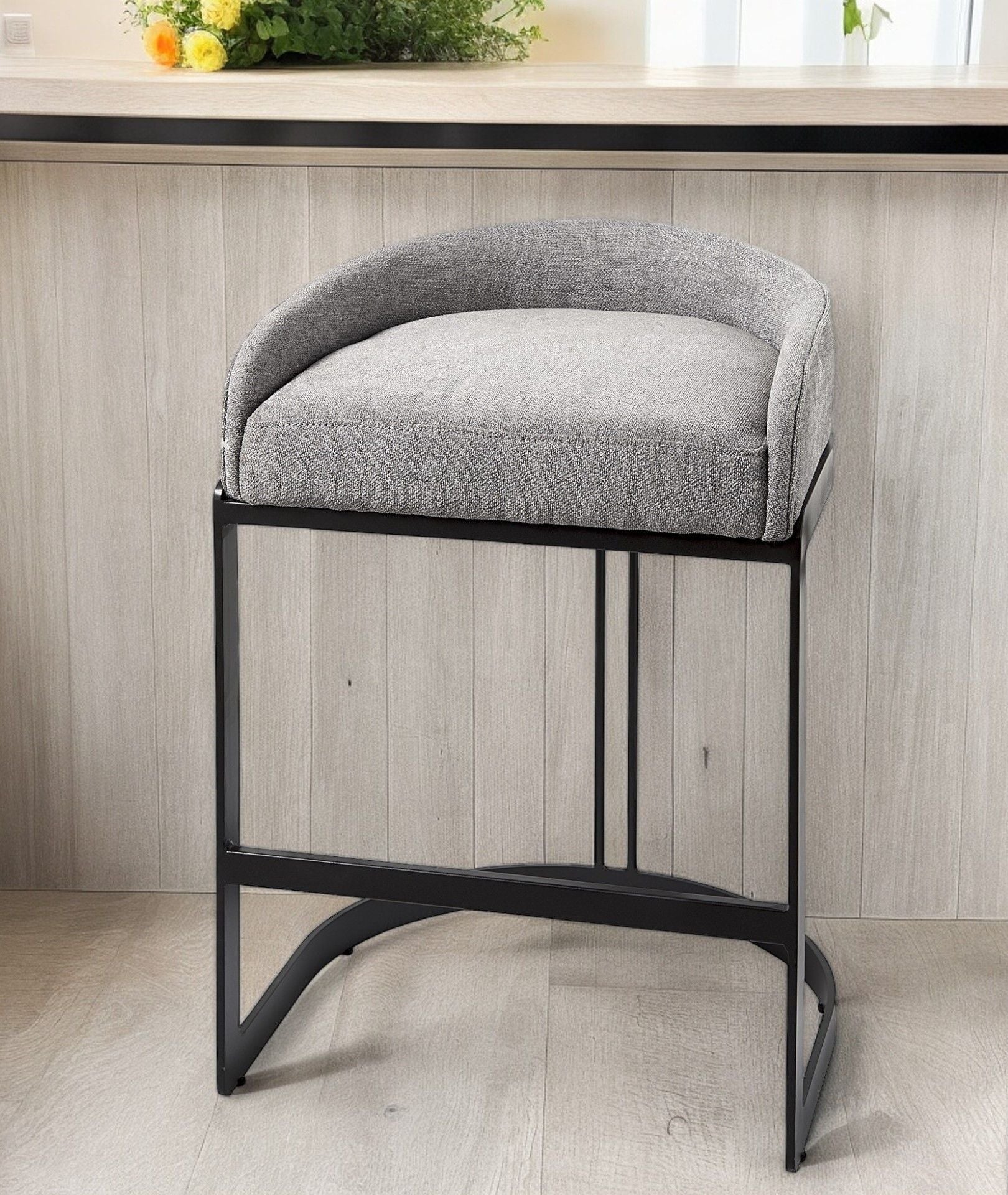 Steel Low Back Bar Chair - Gray