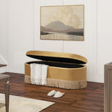 Melinda - Oval Tufted Bullion Fringe Storage Bench by Jennifer Taylor Home | Bel Furniture