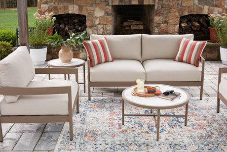Bluff Trail - Loveseat, Lounge Chairs, Tables Set (Set of 5) - Beige - view 3