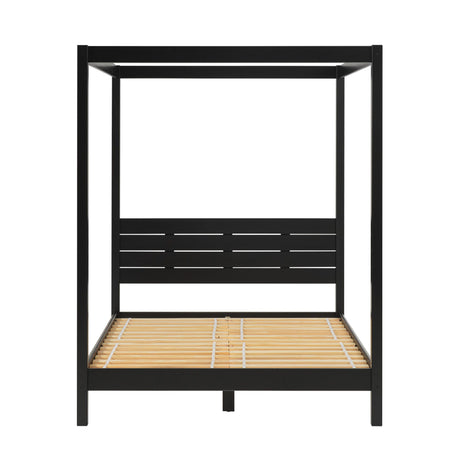 Canopy Bed Frame Modern Minimalist Boho Black Queen by Walker Edison | Bel Furniture