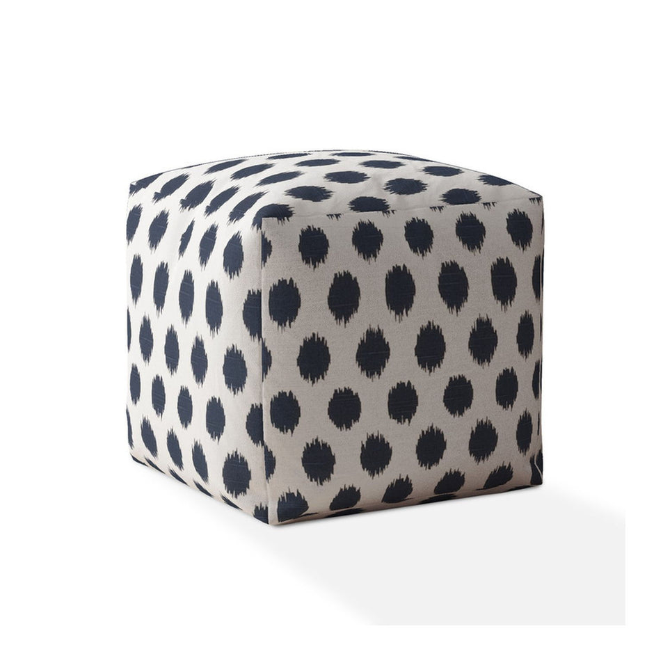 Canvas, Polka Dots Pouf Cover - Blue / White