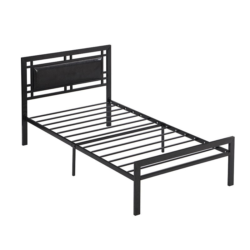 Twin Size Metal Bed Sturdy System, Modern Style And Comfort To Any Bedroom - Black