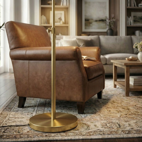 Verve - Floor Lamp With On / Off Switch Adjustable LED Round Base - Gold - view 3