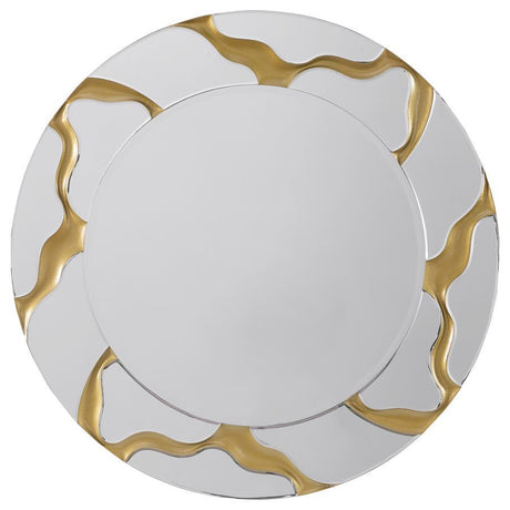 Dorinda - Round Kintsugi Style Wall Mirror - Gold by Coaster Fine Furniture | Bel Furniture