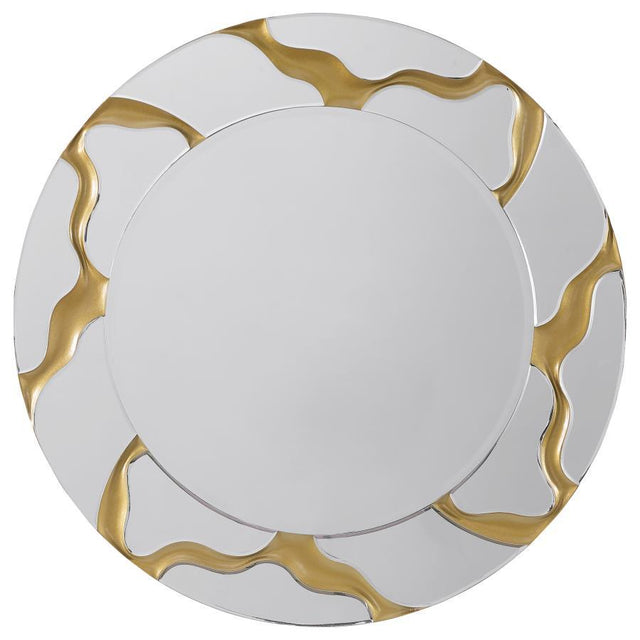 Dorinda - Round Kintsugi Style Wall Mirror - Gold by Coaster Fine Furniture | Bel Furniture