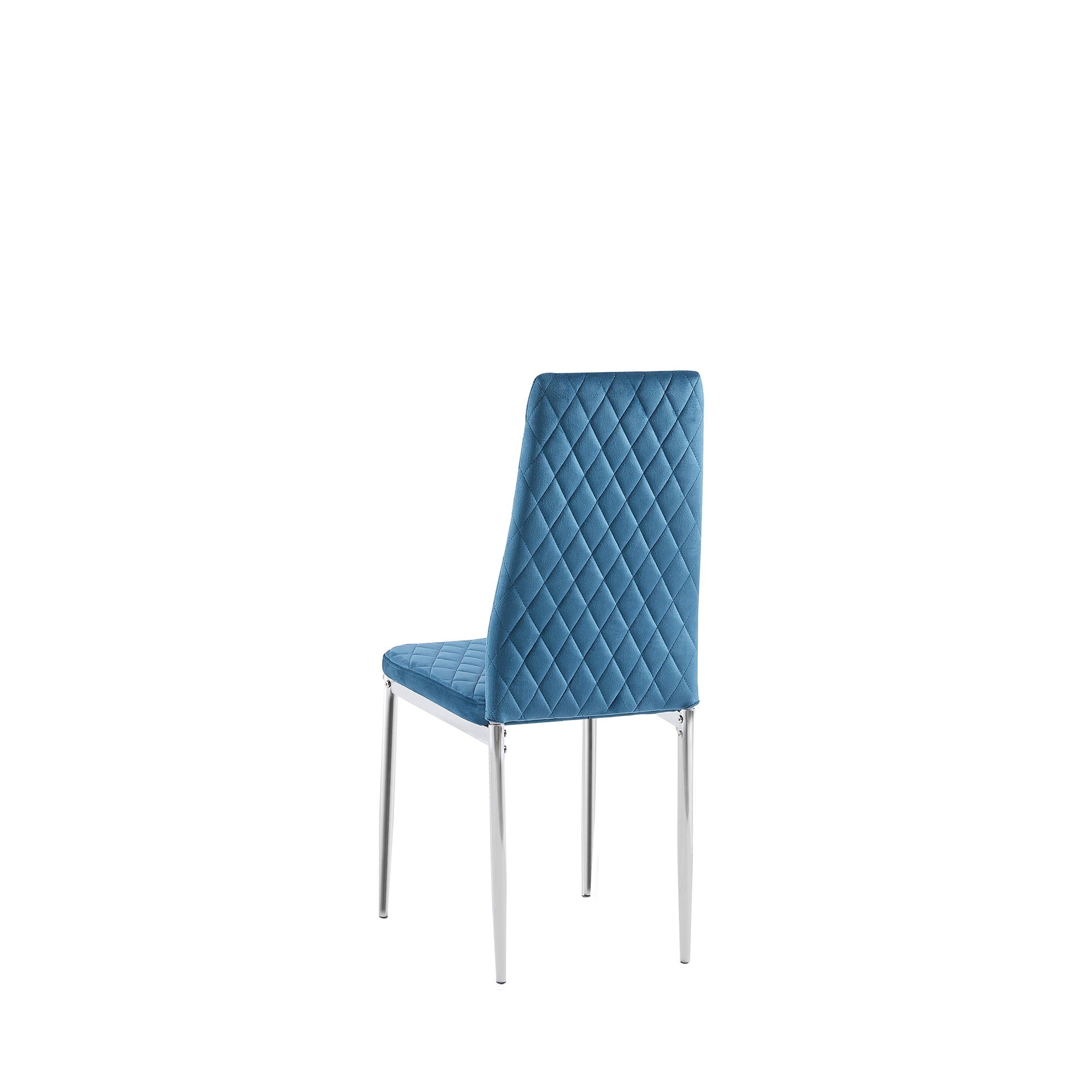 Modern Simple Style Dining Chair Fabric Chrome Metal Pipe Diamond Grid Pattern Restaurant Home Conference Chair