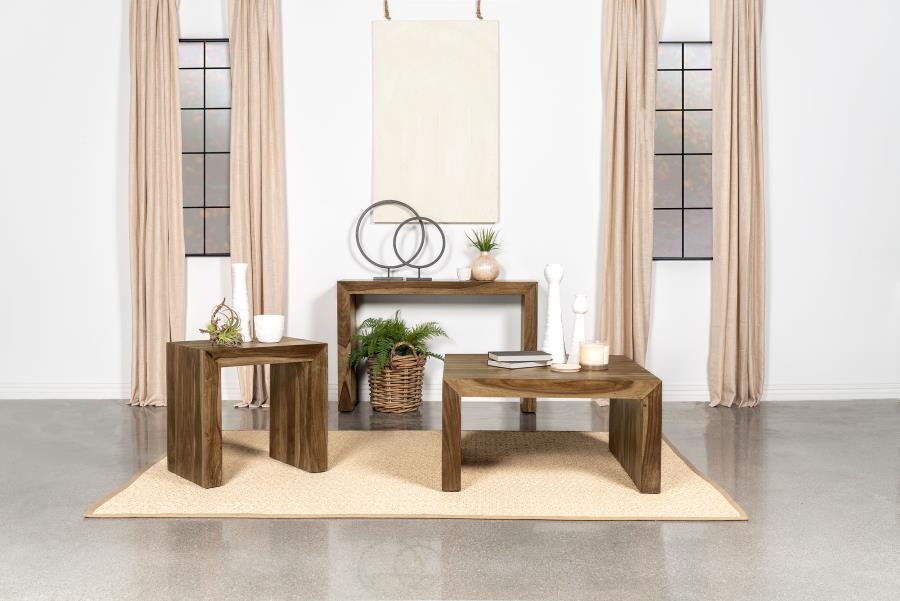 Odilia - Square Solid Wood Coffee Table - Auburn