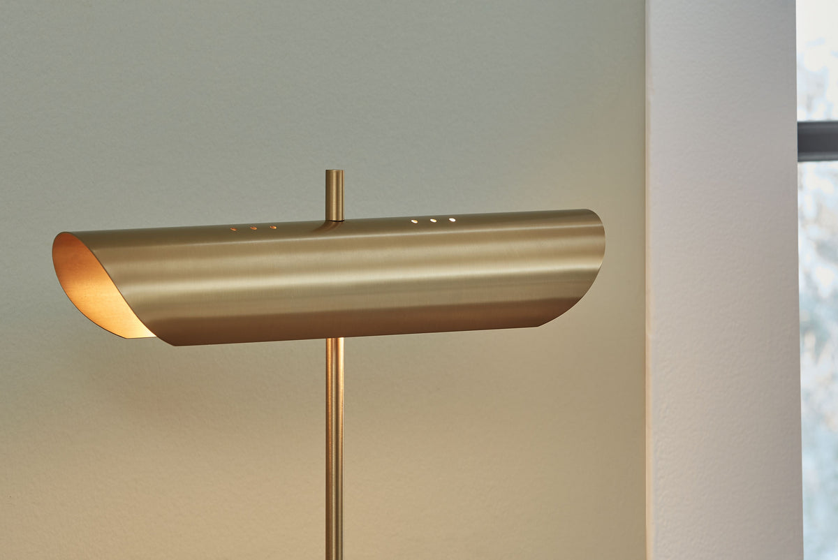 Rowleigh - Gold Finish / White - Marble Desk Lamp by Signature Design by Ashley® | Bel Furniture