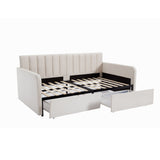 Flora - Upholstered Daybed With 2 Drawers Ribbed Tufted Backrest in Lavish Modern Design