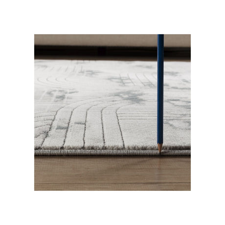 Geometrix - 5'3" X 7'3" Area Rug / Geometric 3D Effect - Ivory / Gray - view 3