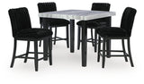 Mervannie - 5 Pc. - Counter Height Dining Table And 4 Barstools - Gray / Black