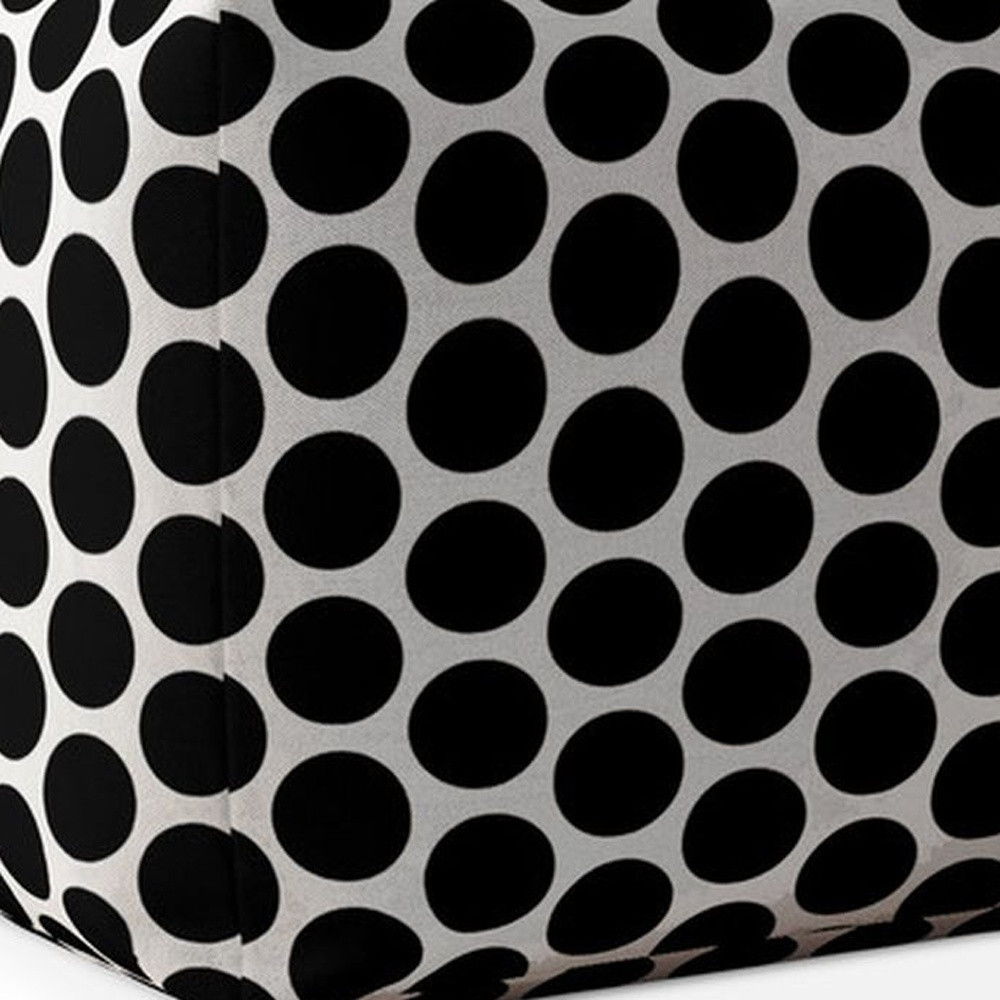 Cotton Polka Dots Pouf Ottoman - Black / White