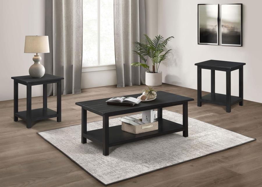 Payne - Coffee And End Table Set Black 3 Pc. Coffee Table, 2 End Tables by Coaster Fine Furniture | Bel Furniture