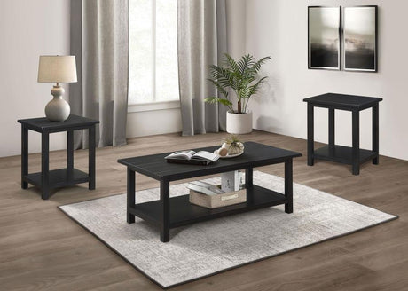 Payne - Coffee And End Table Set Black 3 Pc. Coffee Table, 2 End Tables by Coaster Fine Furniture | Bel Furniture