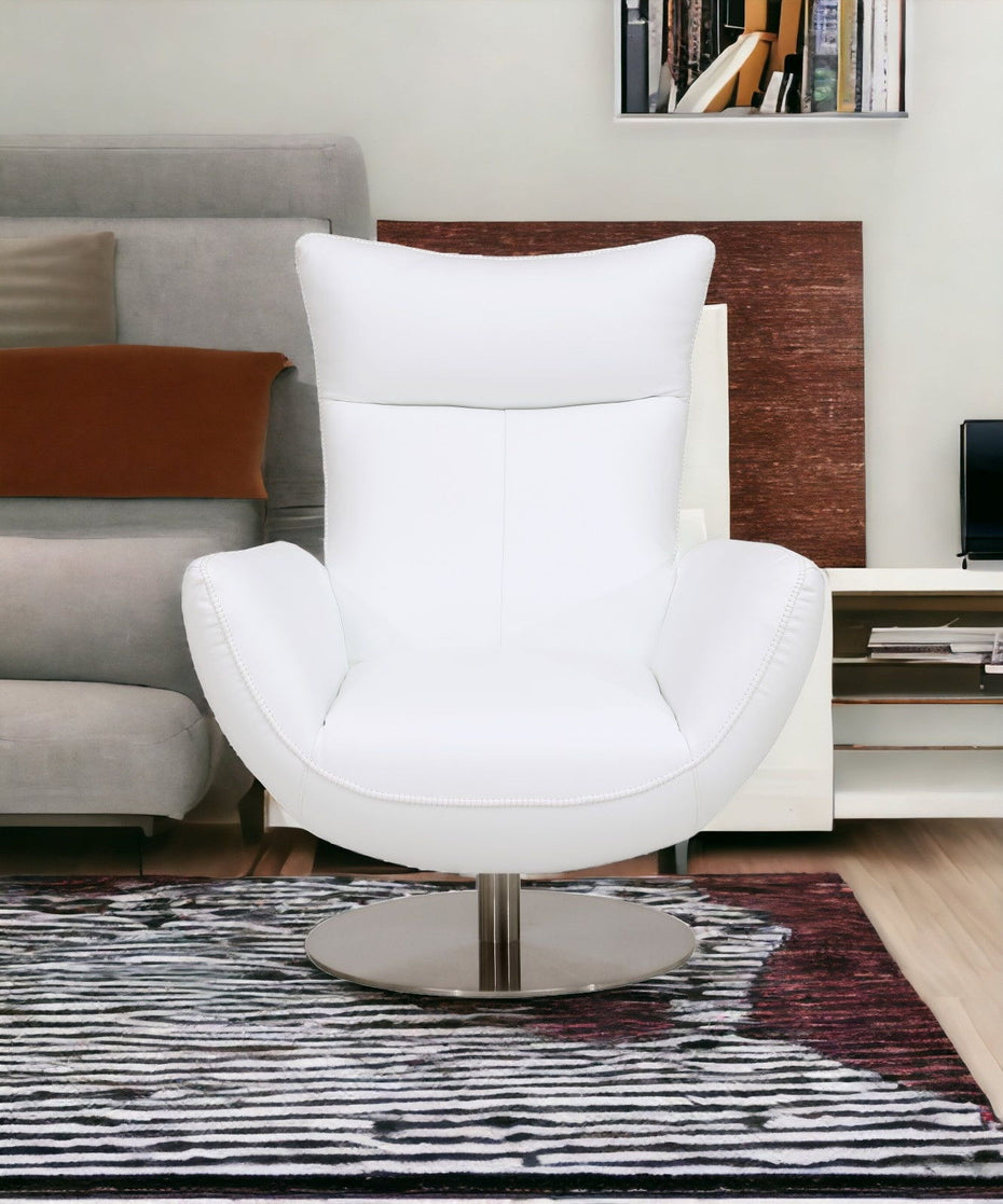 Contemporary Leather Lounge Chair - White