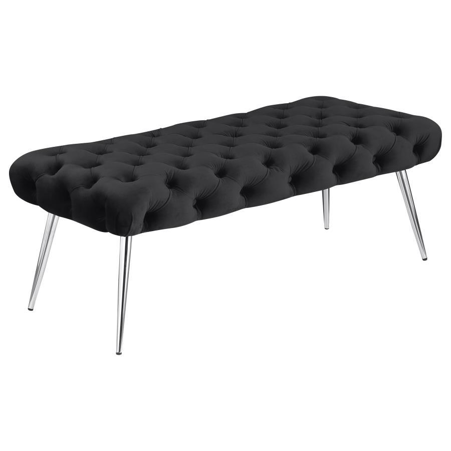 Ella - Upholstered Tufted Bench Metal Legs Black by Coaster Fine Furniture | Bel Furniture