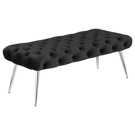 Ella - Upholstered Tufted Bench Metal Legs Black by Coaster Fine Furniture | Bel Furniture