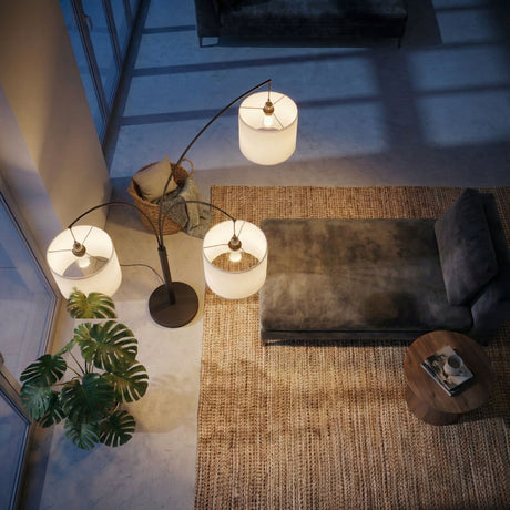 Royal - 3 Arm Arc Floor Lamp, Oil Rubbed Bonze With Linen Shade, 4 Way Rotary Switch - Oil-Rubbed Bronze - view 6