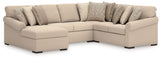 LadyMae - Sectional Beige 4 Pc. Left Arm Facing Corner Chaise Sectional by Benchcraft® | Bel Furniture