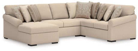 LadyMae - Sectional Beige 4 Pc. Left Arm Facing Corner Chaise Sectional by Benchcraft® | Bel Furniture