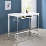 Norcrest - Acrylic Leg Bar Table - White High Gloss by Coaster Fine Furniture | Bel Furniture