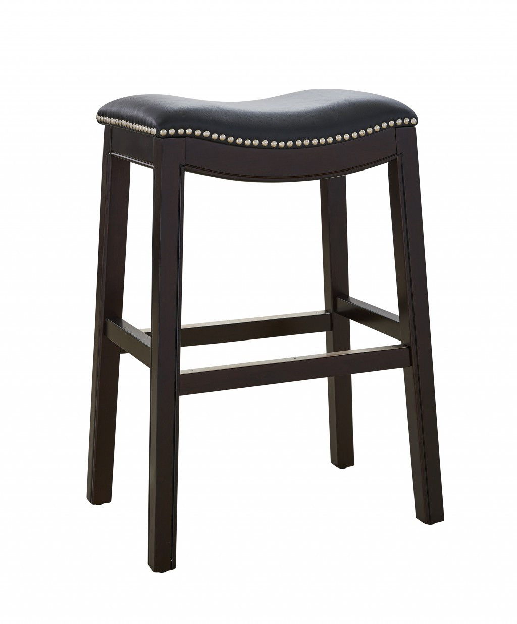 Solid Wood Backless Counter Height Bar Chair - Black / Espresso