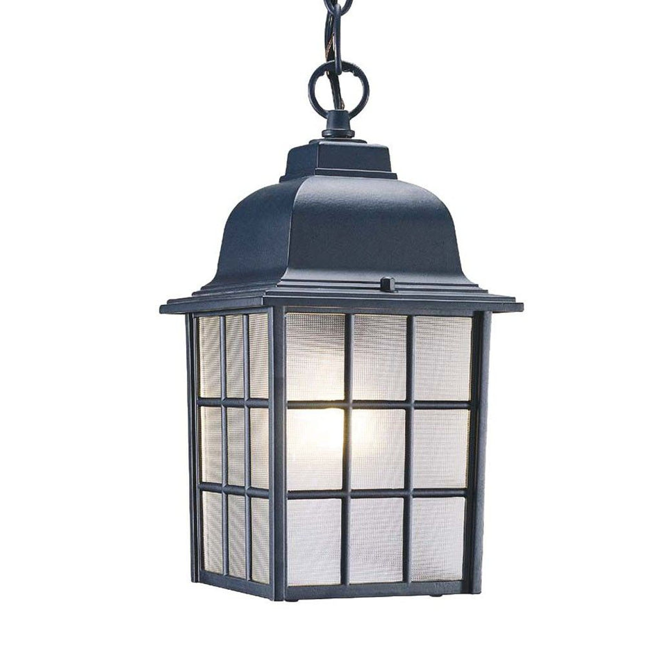 Window Pane Lantern Hanging Light - Matte Black