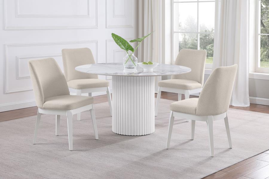 Acadia - Round Sintered Stone Top Dining Table - White